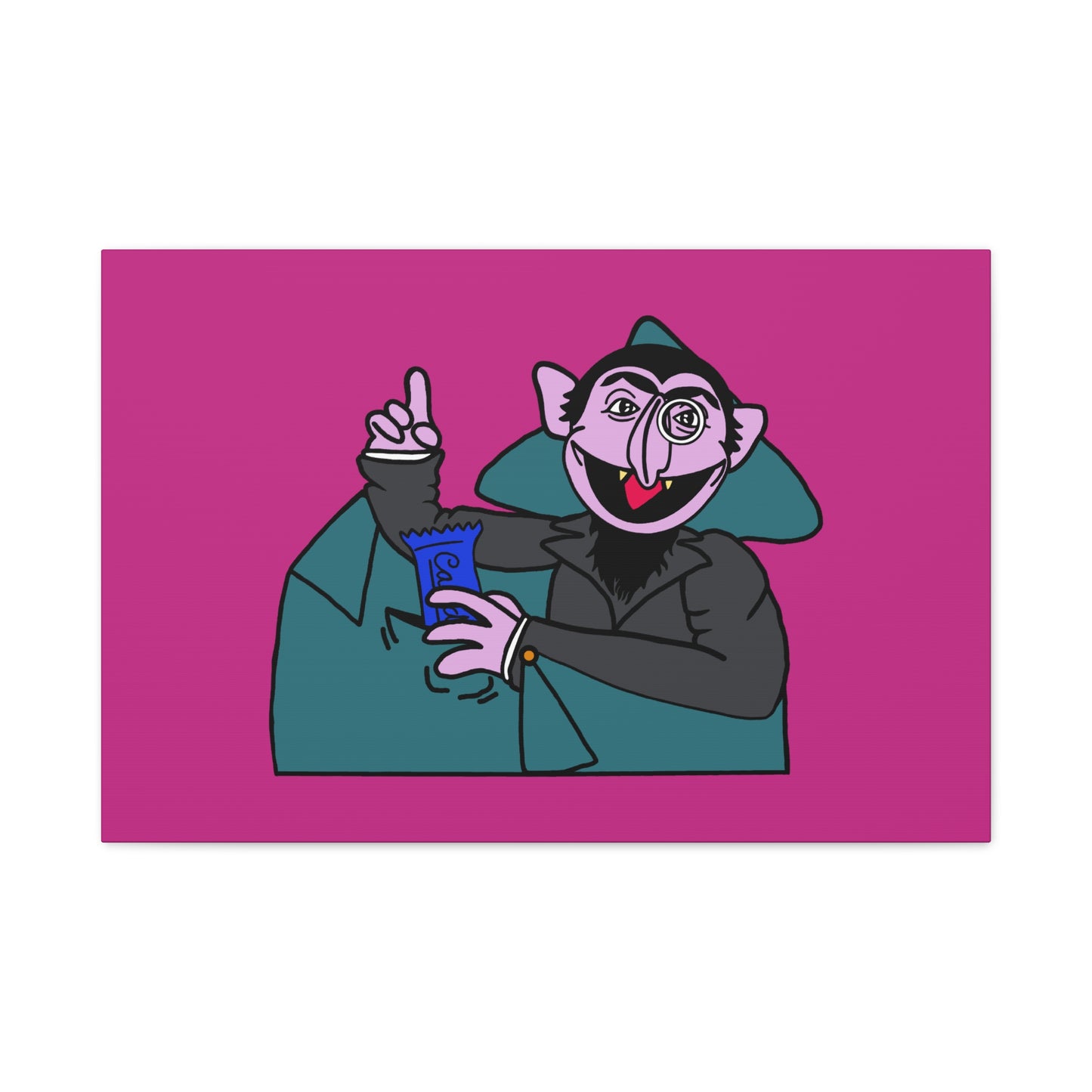 The Count Stealing Candy Canvas Print Pink - Sesame Street The Count Parody Art