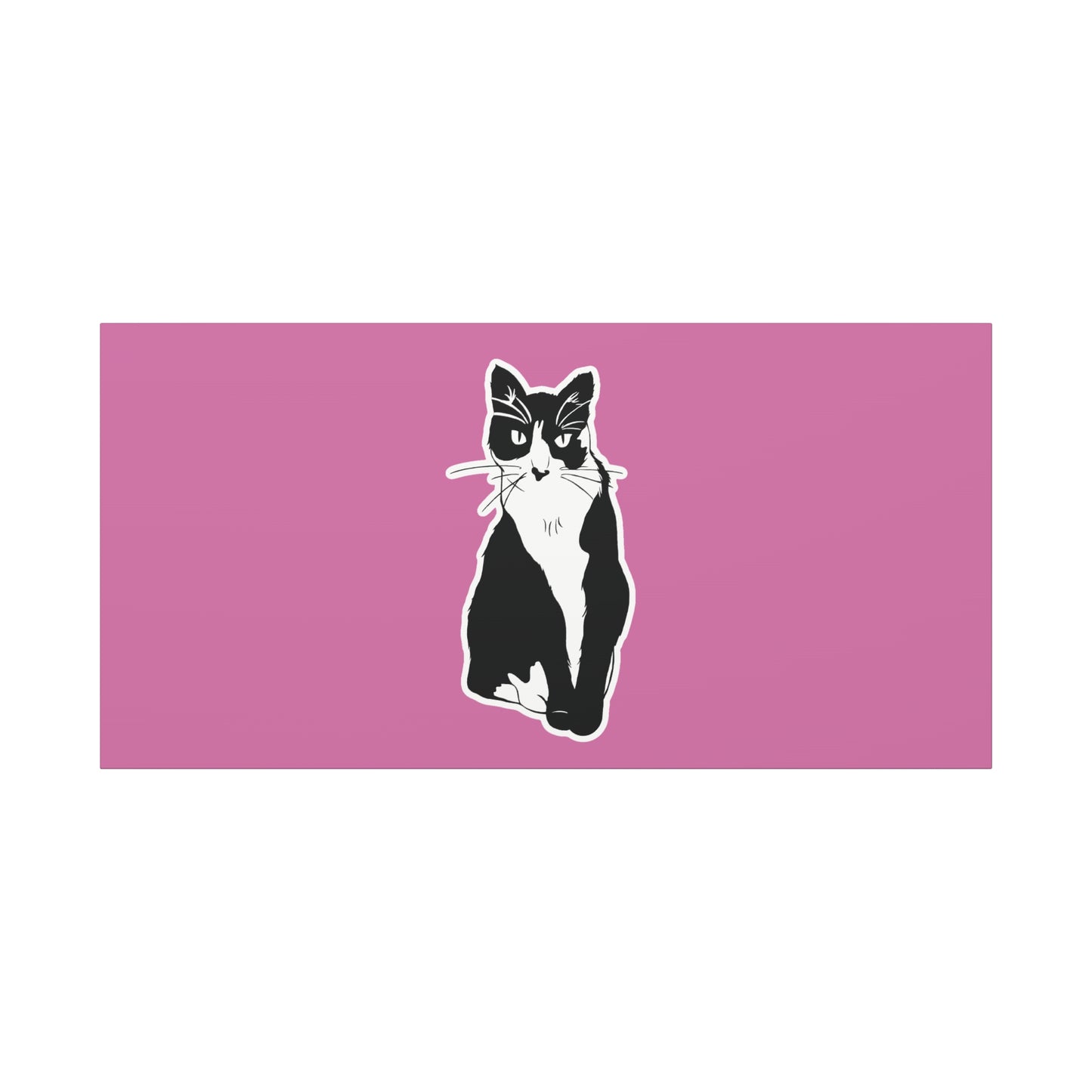 Cat Canvas on Light Pink (Sticker Style Cat) - Cat Drawing Art