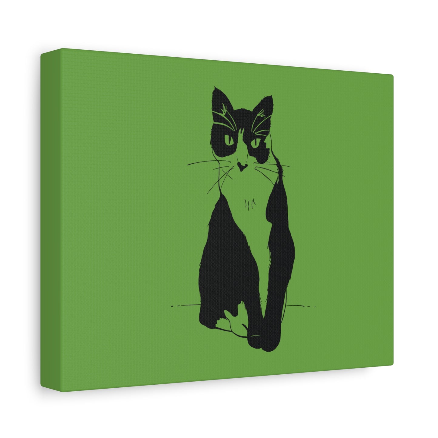 Cat Canvas Print on Green (Transparent Style Cat) - Cat Drawing Art