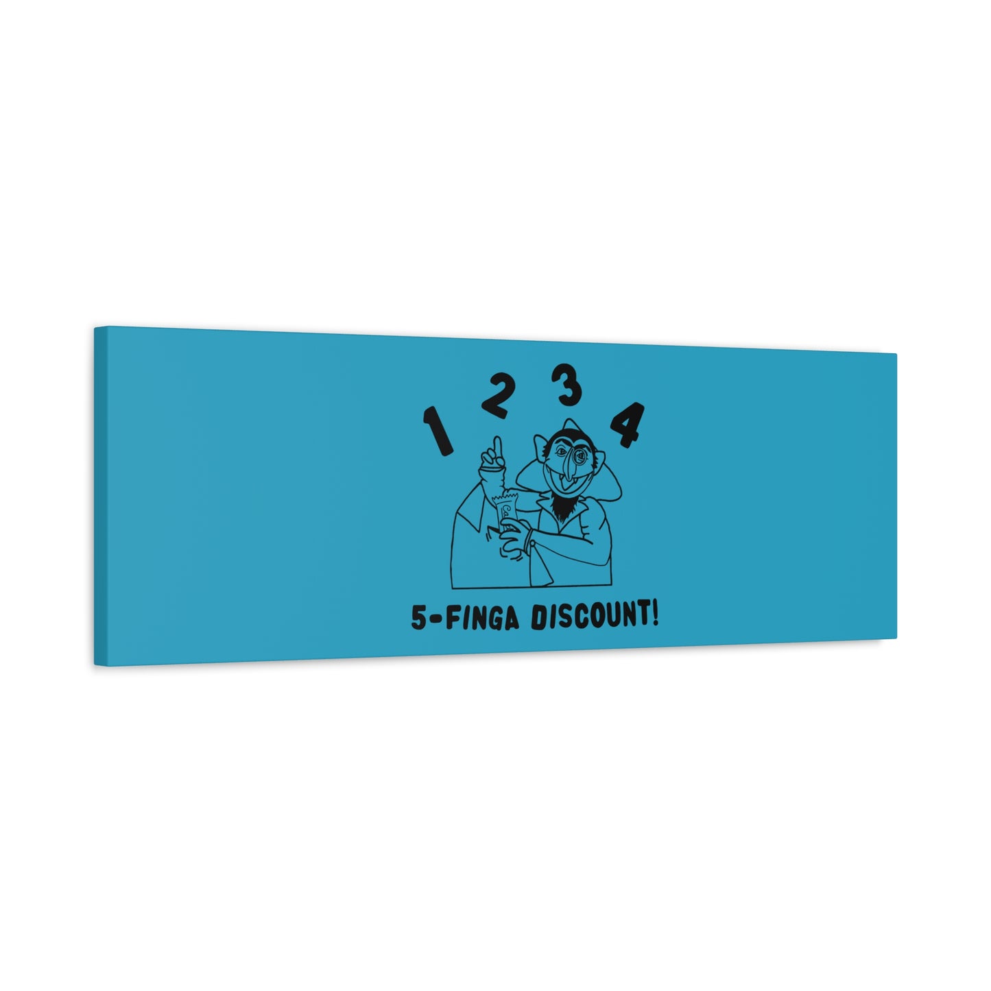Five Finger Discount Outline Canvas Print Turquoise - Sesame Street The Count Parody Art Print