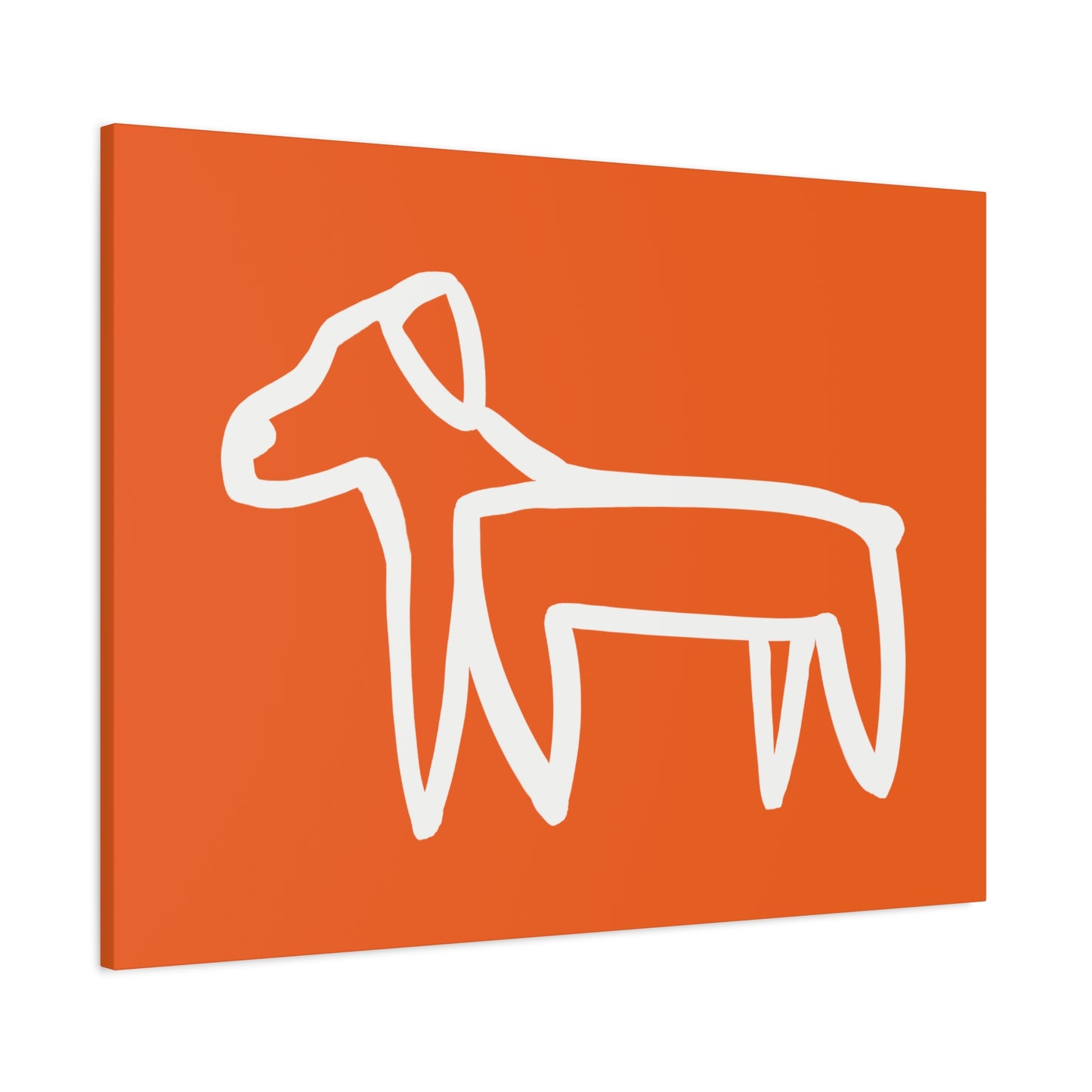 Dog Canvas Print on Orange (Transparent Style White Dog) - Dog Art Print
