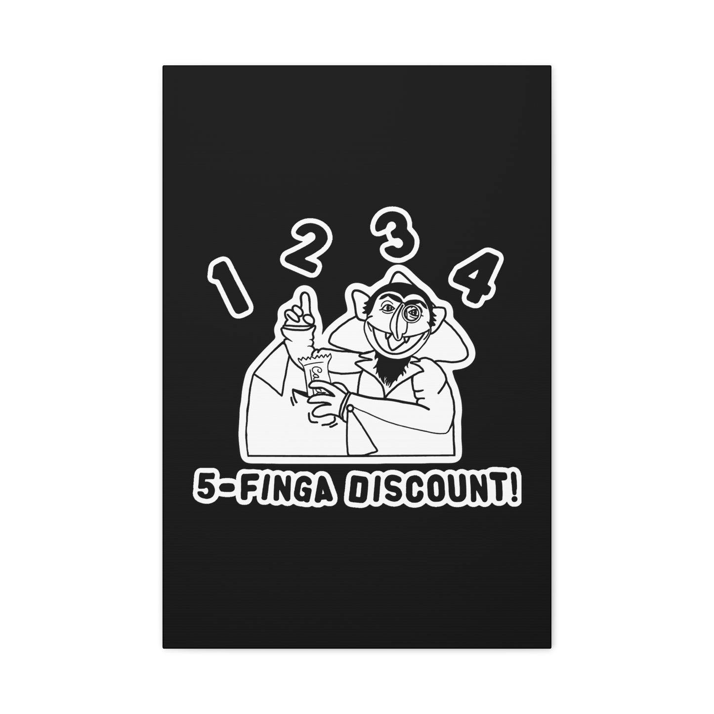 Five Finger Discount Outline Canvas Print Black - Sesame Street The Count Parody Art Print