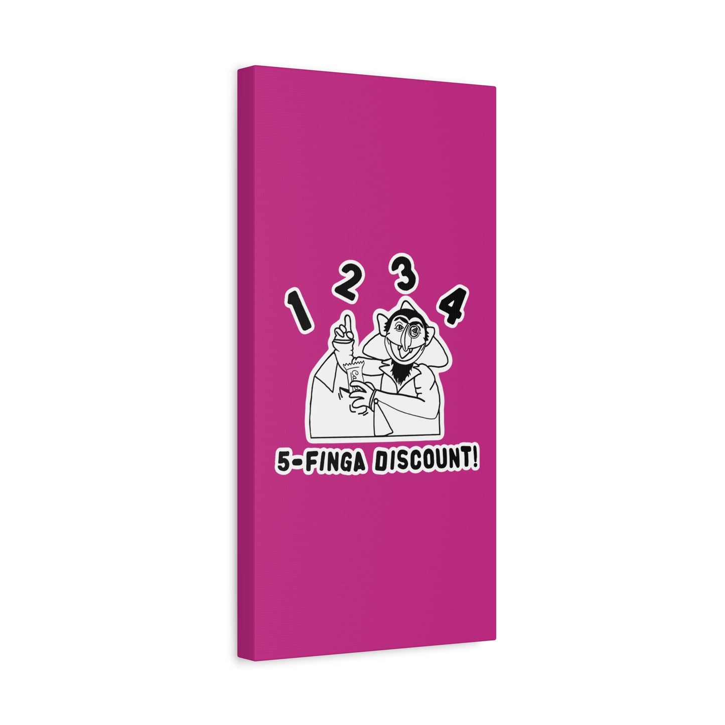 Five Finger Discount Outline Canvas Print Pink - Sesame Street The Count Parody Art Print