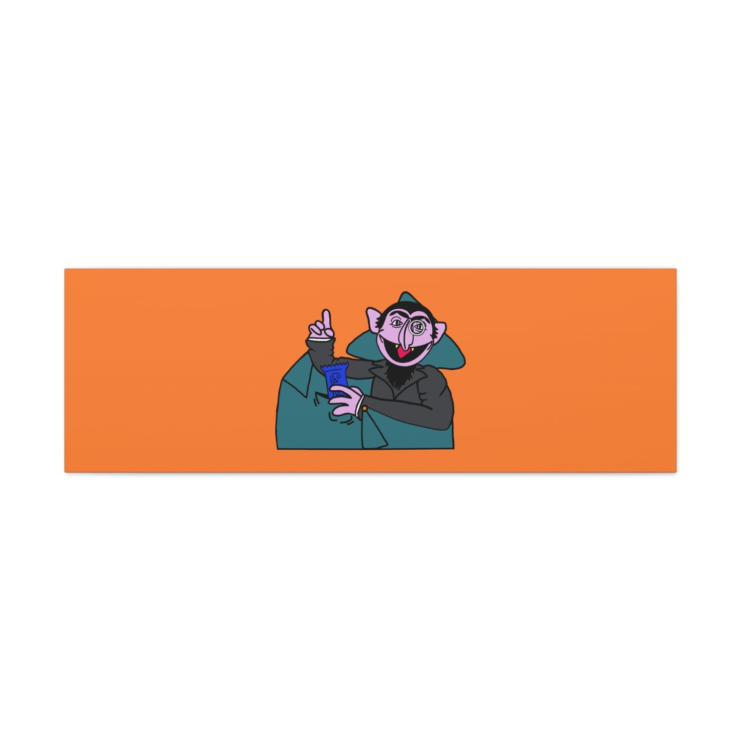 The Count Stealing Candy Canvas Print Orange - Sesame Street The Count Parody Art
