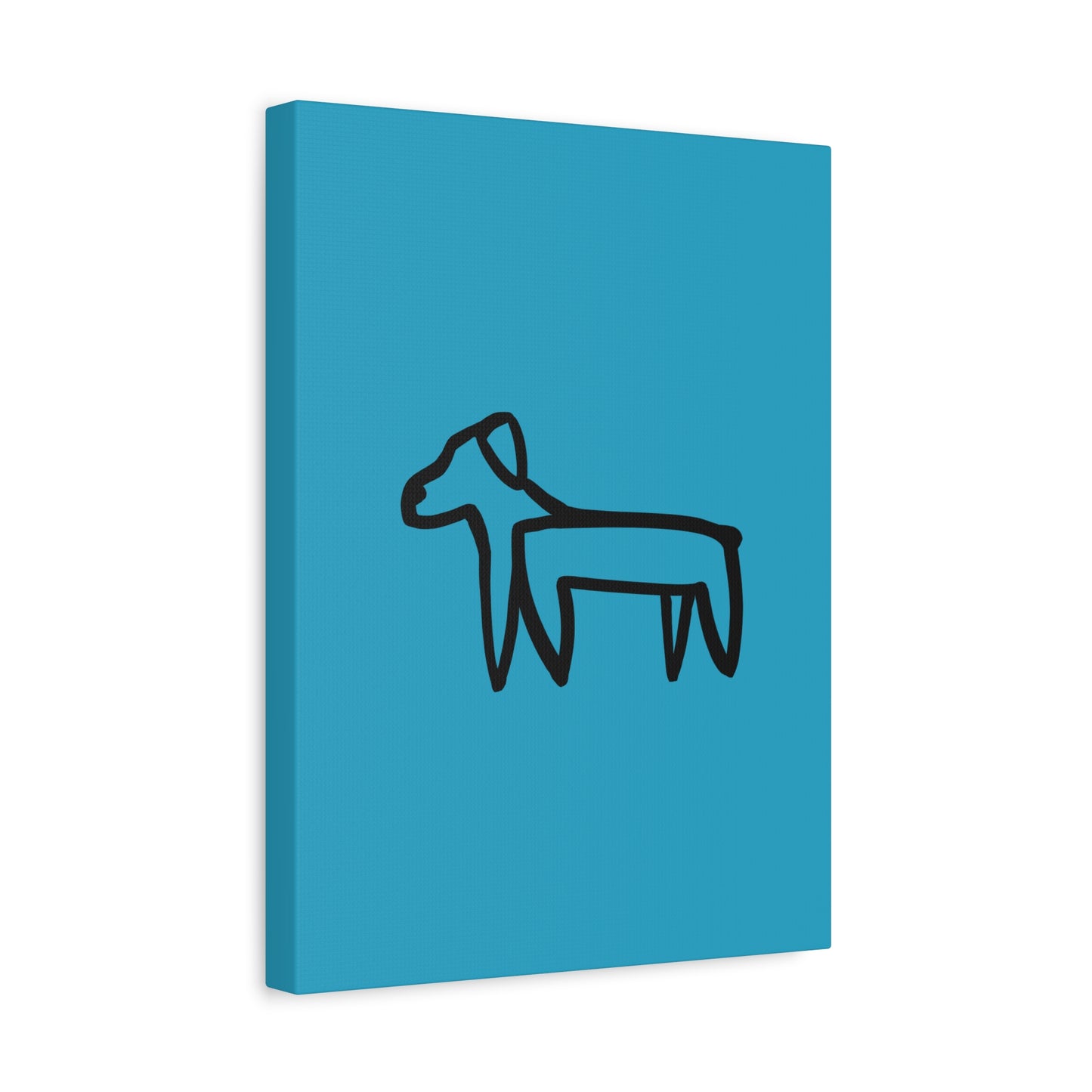 Dog Canvas Print on Turquoise (Transparent Style Black Dog) - Dog Drawing Canvas