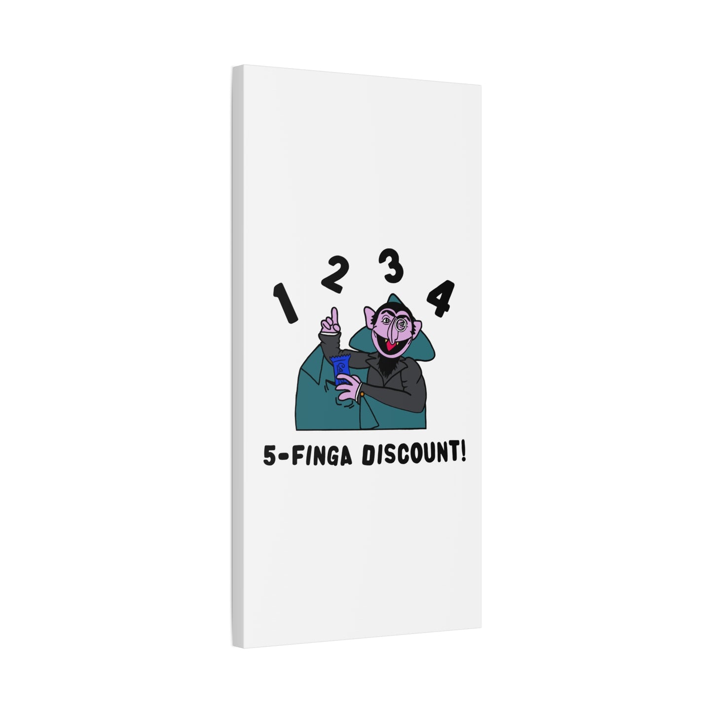 Five Finger Discount Canvas Print White - Sesame Street The Count Parody Art Print