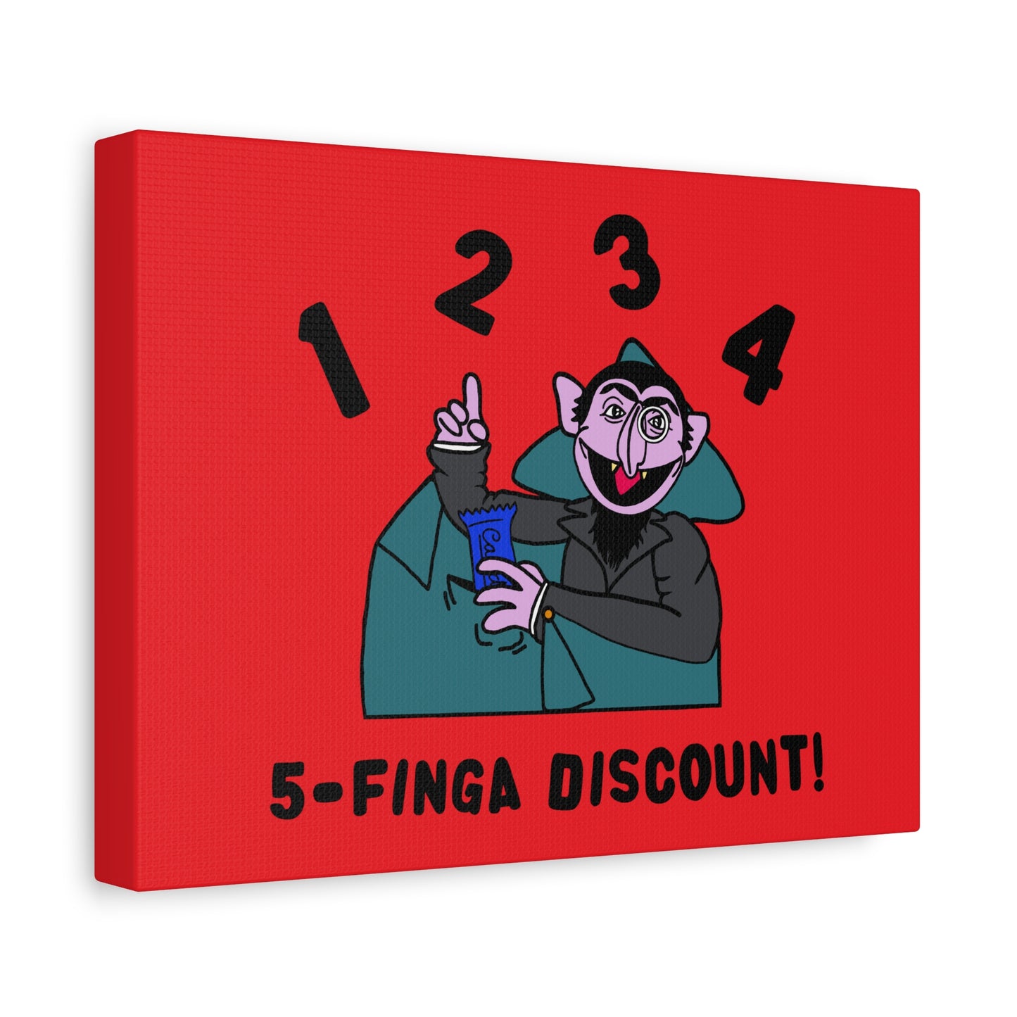 Five Finger Discount Canvas Print Red - Sesame Street The Count Parody Art Print