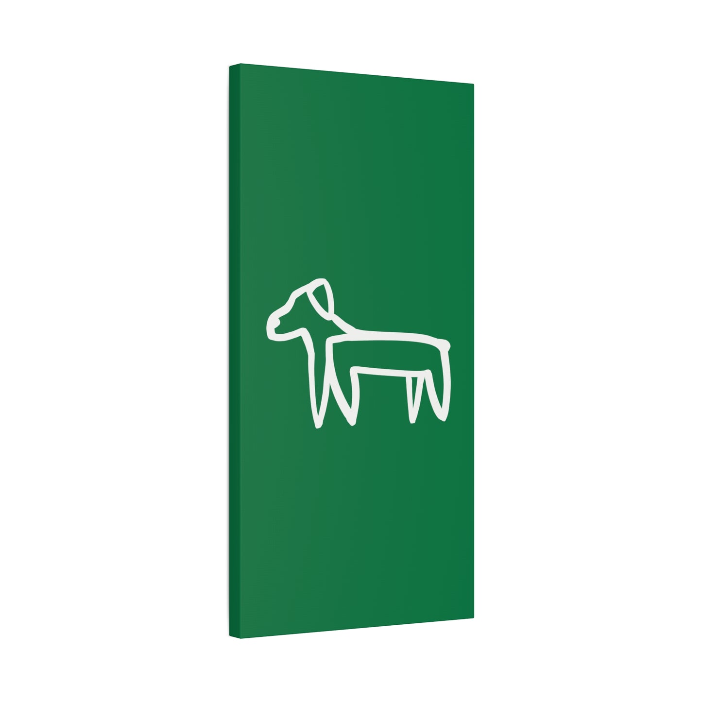 Dog Canvas Print on Green (Transparent Style White Dog) - Dog Art Print