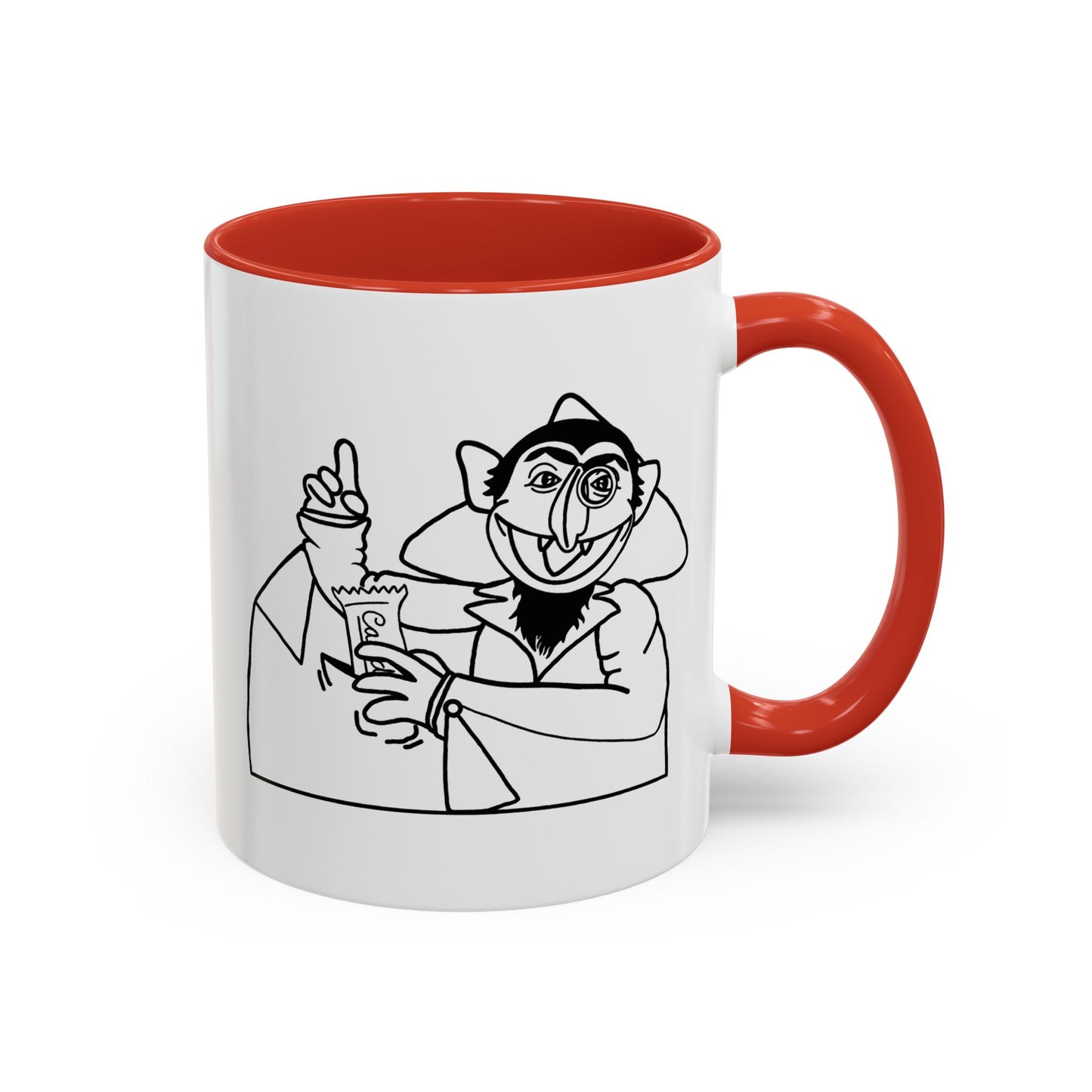 The Count Stealing Candy Outline Accent Mug - Sesame Street The Count Parody Coffee Mug