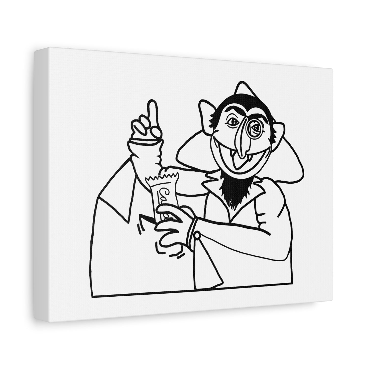 The Count Stealing Candy Outline Canvas Print White - Sesame Street The Count Parody Art