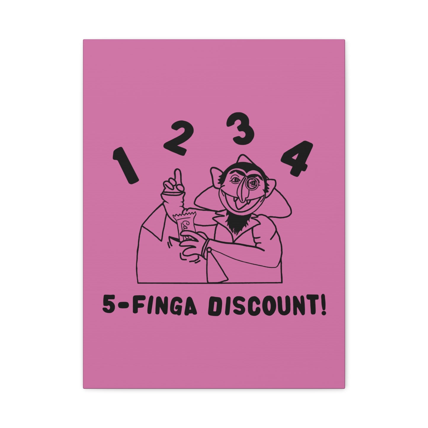 Five Finger Discount Outline Canvas Print Light Pink - Sesame Street The Count Parody Art Print