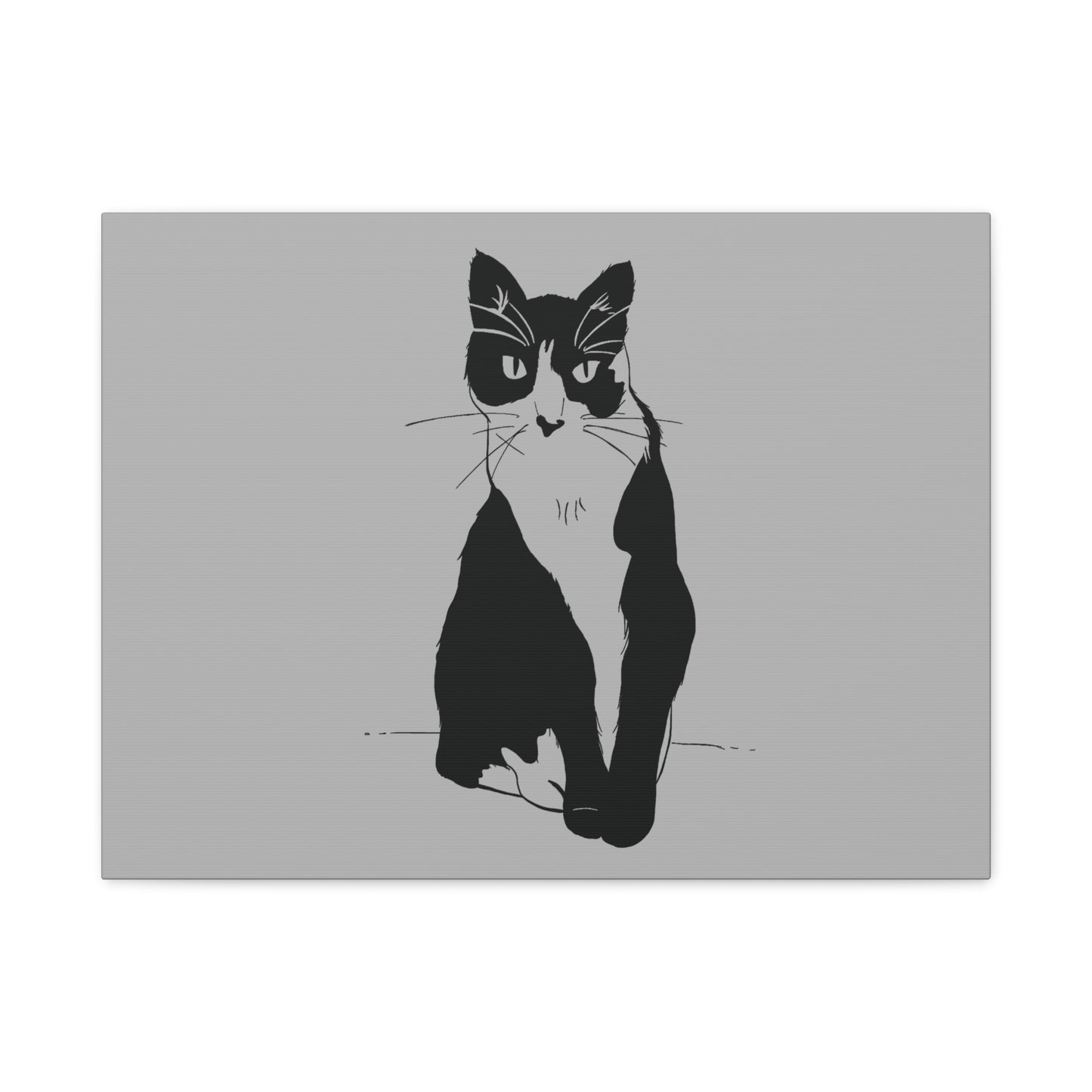 Cat Canvas Print on Grey (Transparent Style Cat) - Cat Drawing Art