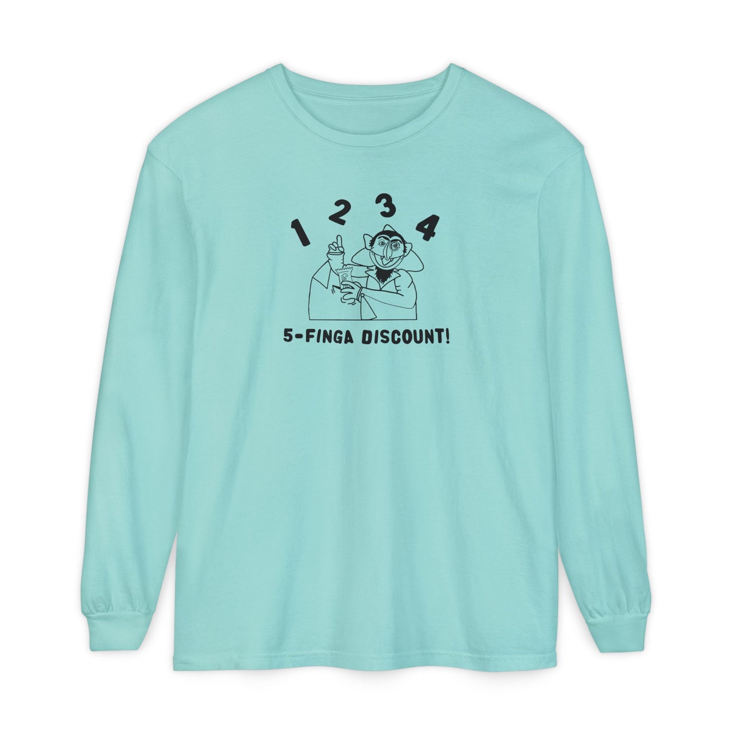 Five Finger Discount Outline Long Sleeve Tee - Sesame Street The Count Parody Shirt