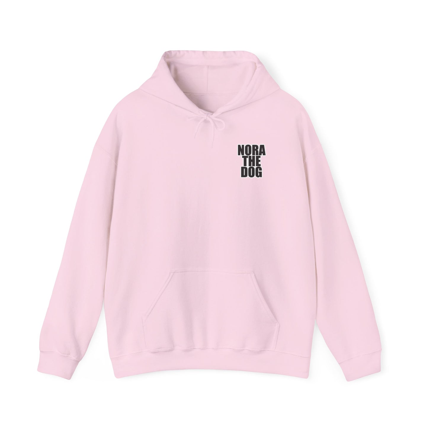 Nora the Dog Heart Hoodie Back Design (Sticker Style Nora) - Nora Hooded Sweatshirt
