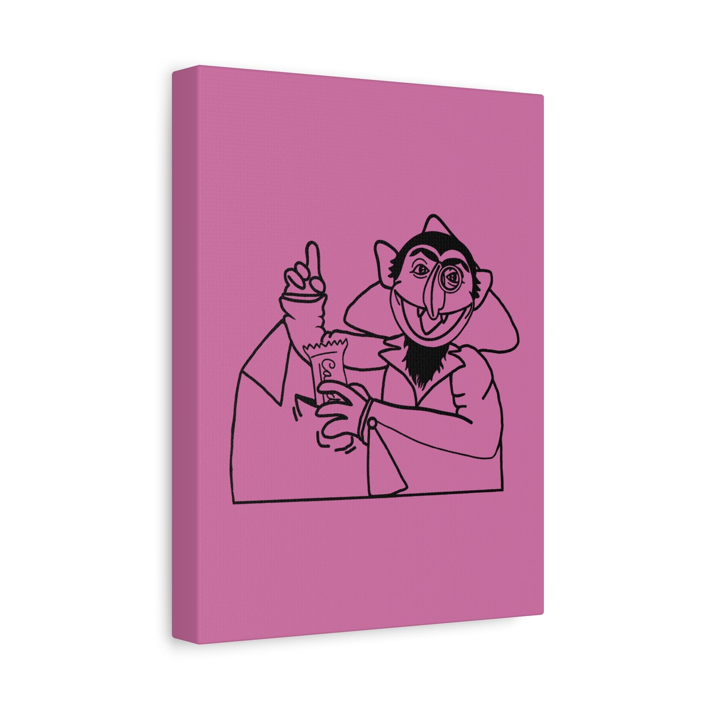 The Count Stealing Candy Outline Canvas Print Light Pink - Sesame Street The Count Parody Art