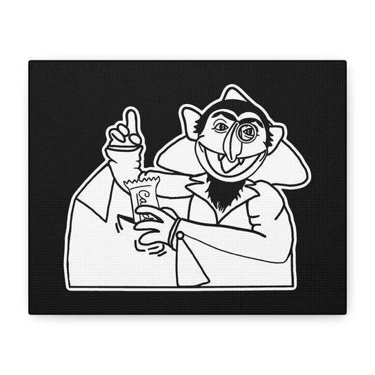 The Count Stealing Candy Outline Canvas Print Black - Sesame Street The Count Parody Canvas Art