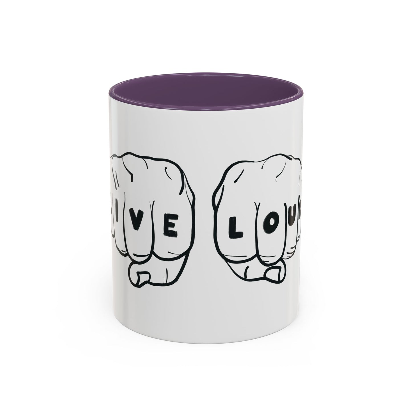 Live Loud Knuckle Tats Tattooed Fists Accent Mug