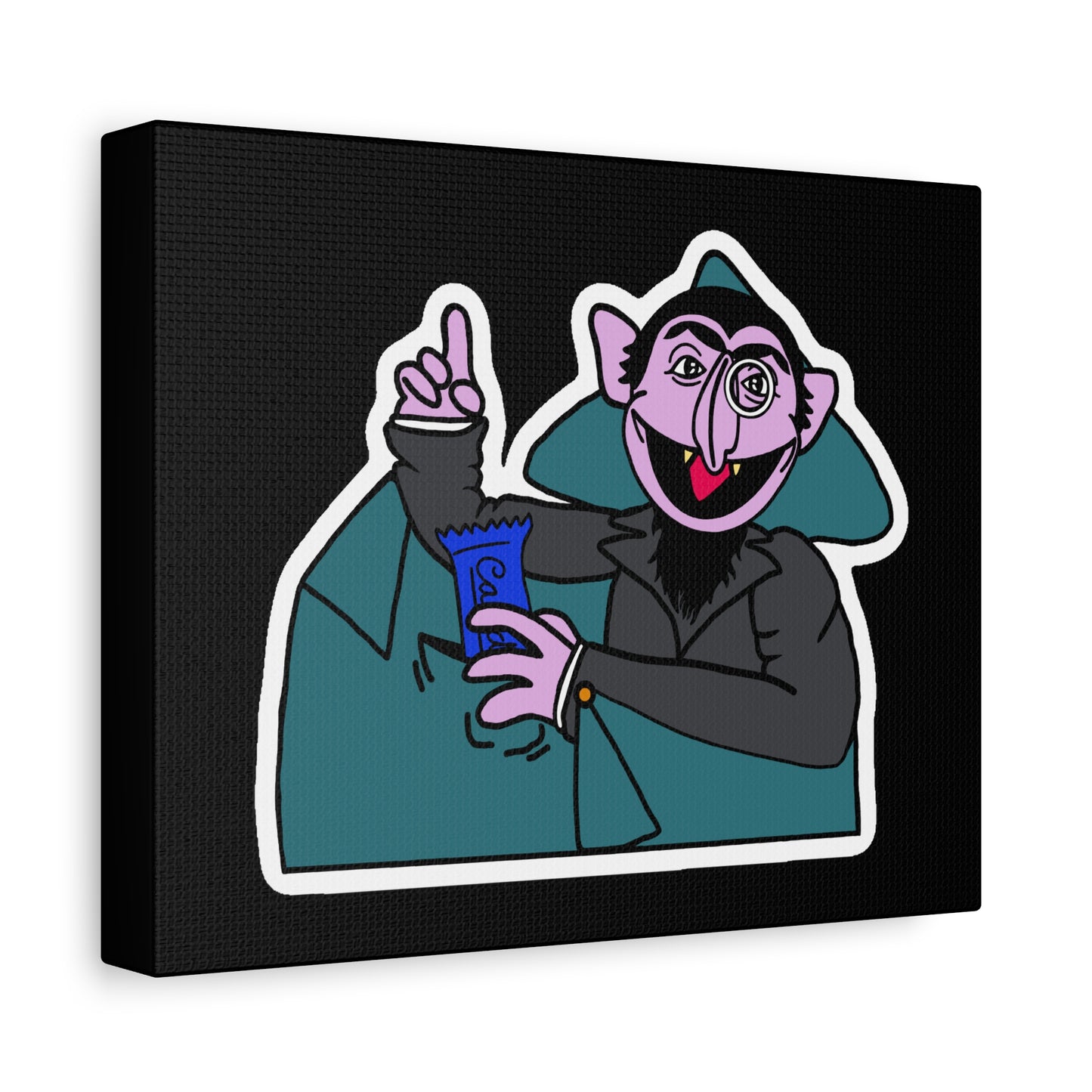 The Count Stealing Candy Canvas Print Black - Sesame Street The Count Parody Art