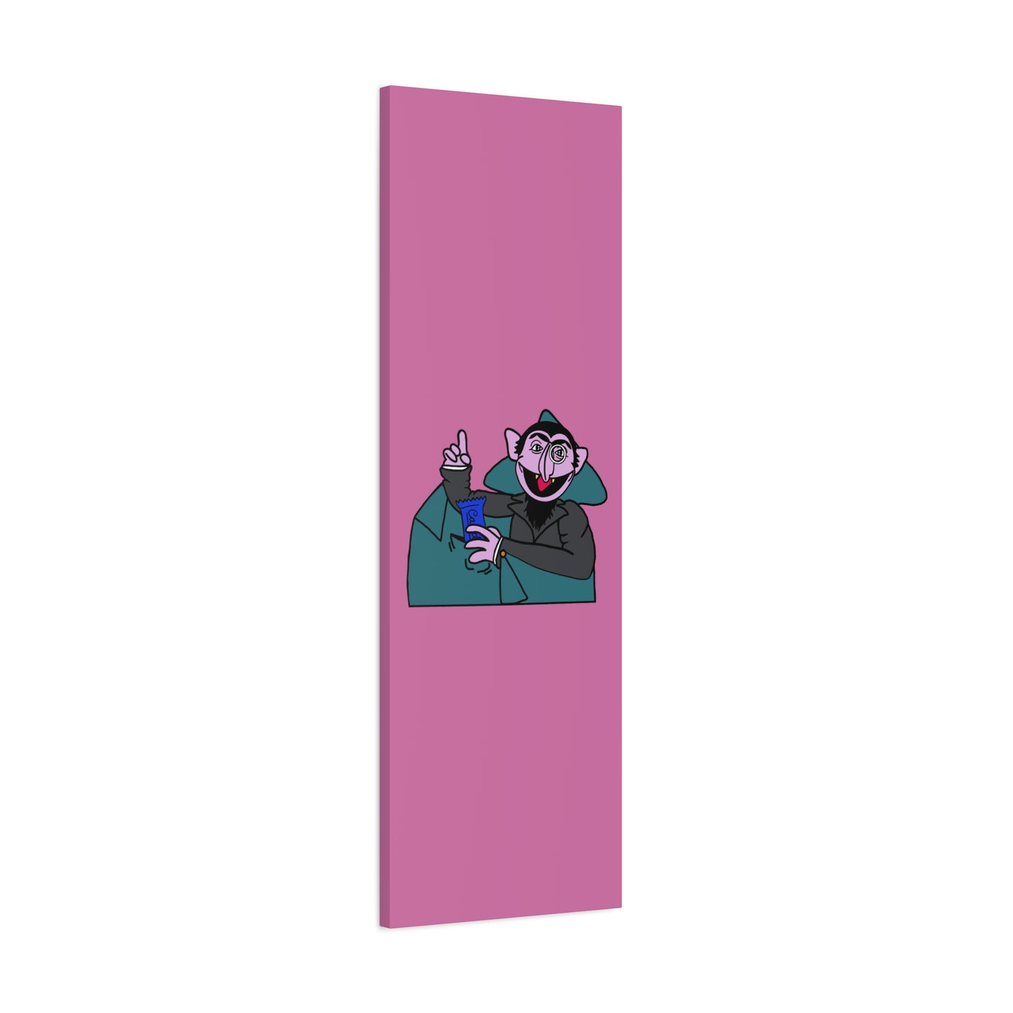 The Count Stealing Candy Canvas Print Light Pink - Sesame Street The Count Parody Art