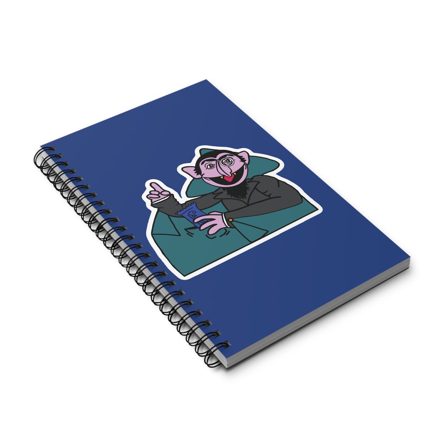 The Count Stealing Candy Notebook Dark Blue - Sesame Street The Count Parody Spiral Notebook