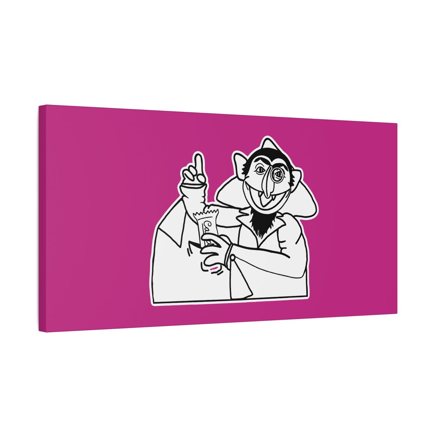 The Count Stealing Candy Outline Canvas Print Pink - Sesame Street The Count Parody Art
