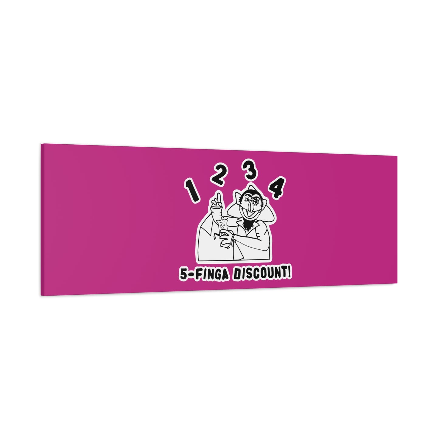 Five Finger Discount Outline Canvas Print Pink - Sesame Street The Count Parody Art Print