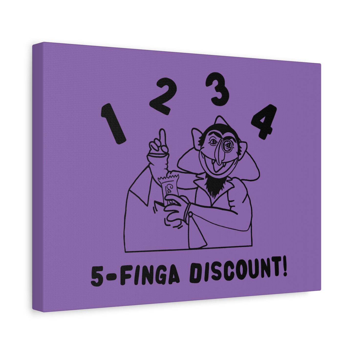 Five Finger Discount Outline Canvas Print Light Purple - Sesame Street The Count Parody Art Print