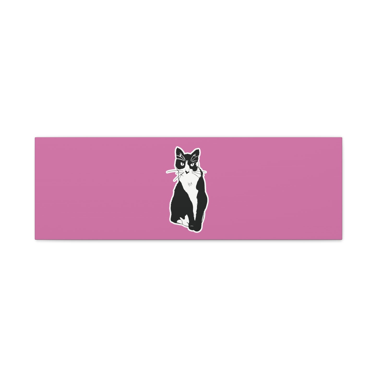 Cat Canvas on Light Pink (Sticker Style Cat) - Cat Drawing Art