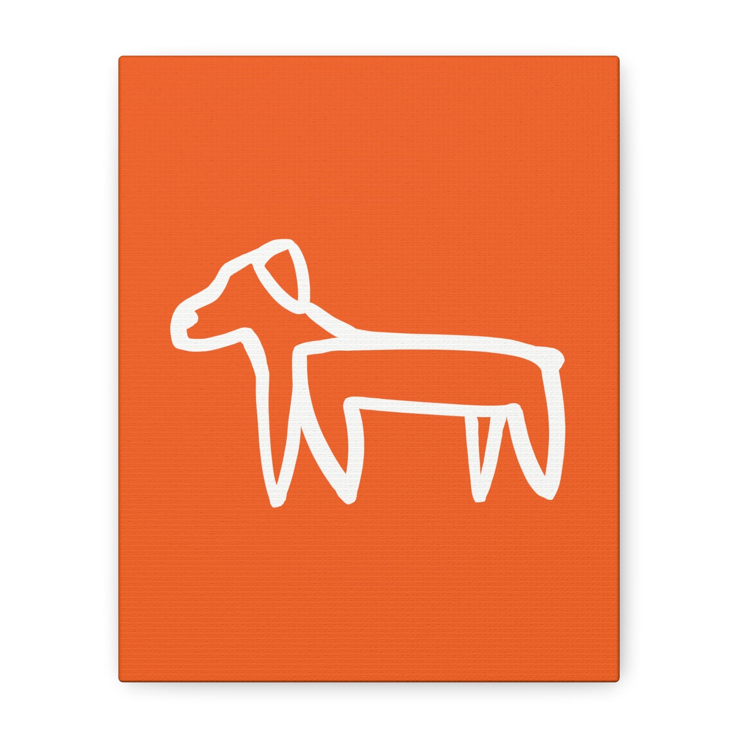 Dog Canvas Print on Orange (Transparent Style White Dog) - Dog Art Print