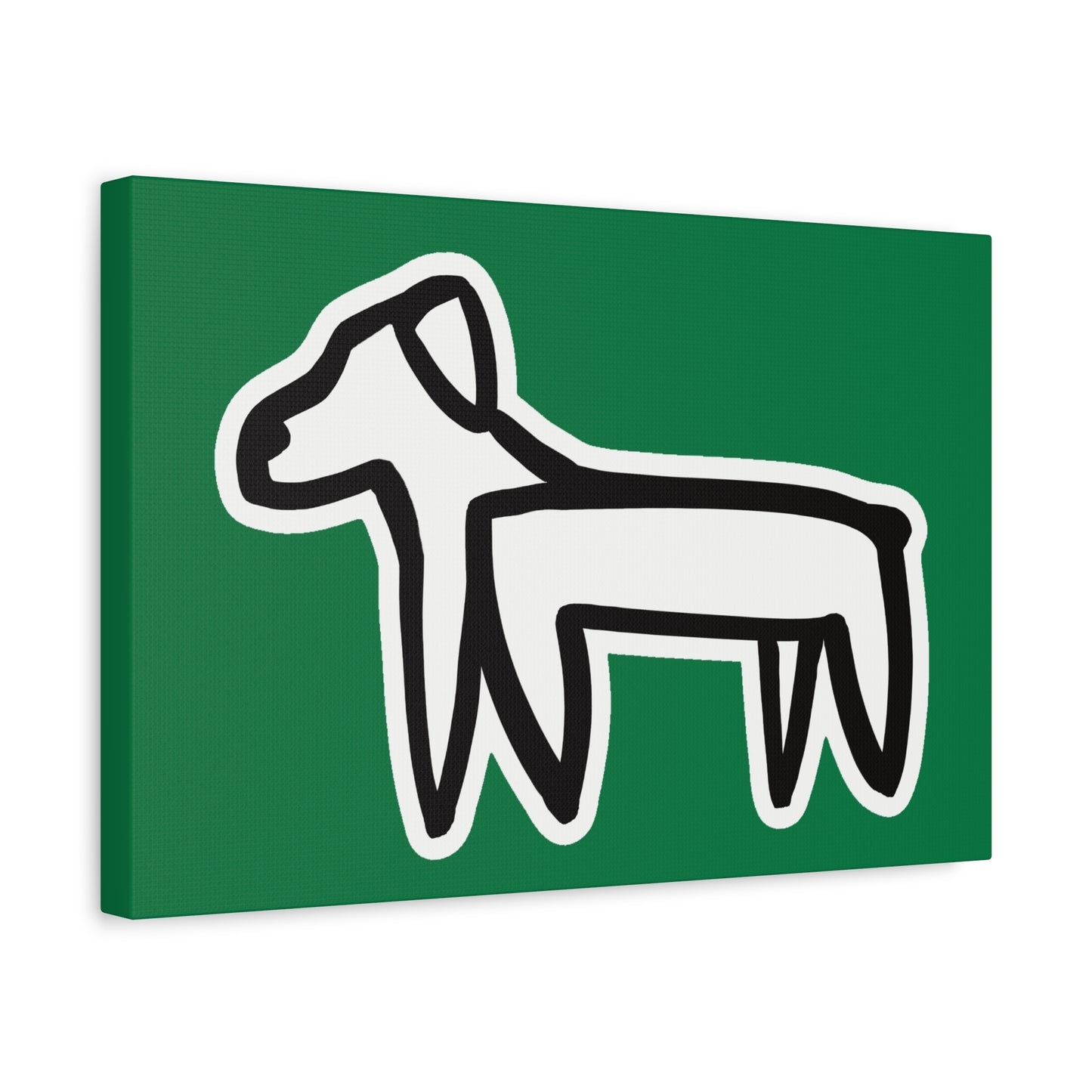 Dog Canvas Print on Green (Sticker Style White Dog) - Dog Art Print