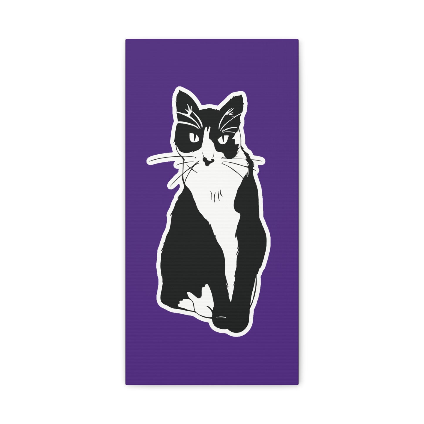 Cat Canvas Print on Purple (Sticker Style Cat) - Cat Drawing Art