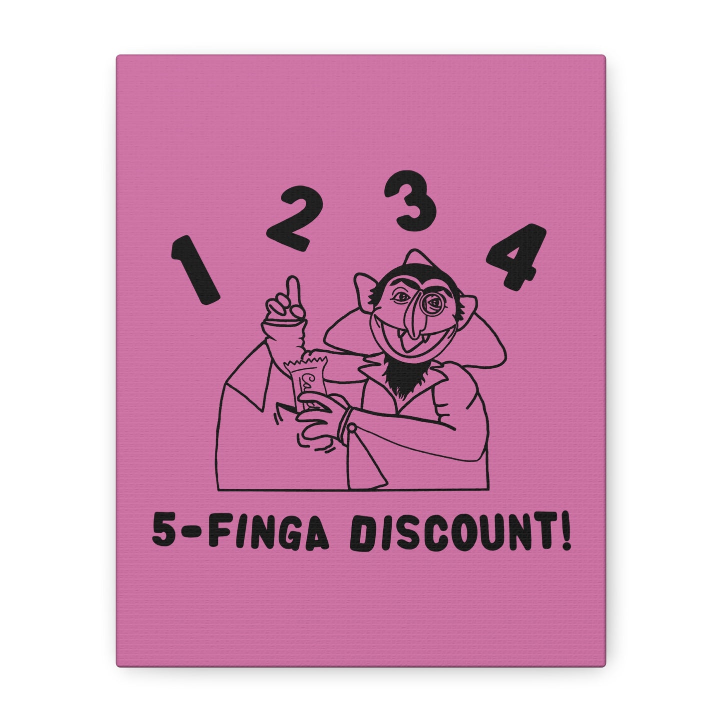 Five Finger Discount Outline Canvas Print Light Pink - Sesame Street The Count Parody Art Print