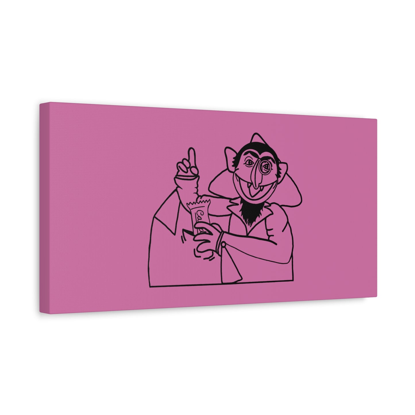 The Count Stealing Candy Outline Canvas Print Light Pink - Sesame Street The Count Parody Art