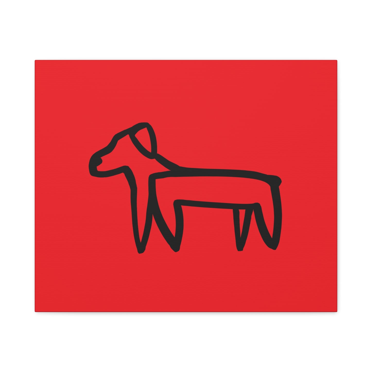 Dog Canvas Print on Red (Transparent Style Black Dog) - Dog Drawing Canvas
