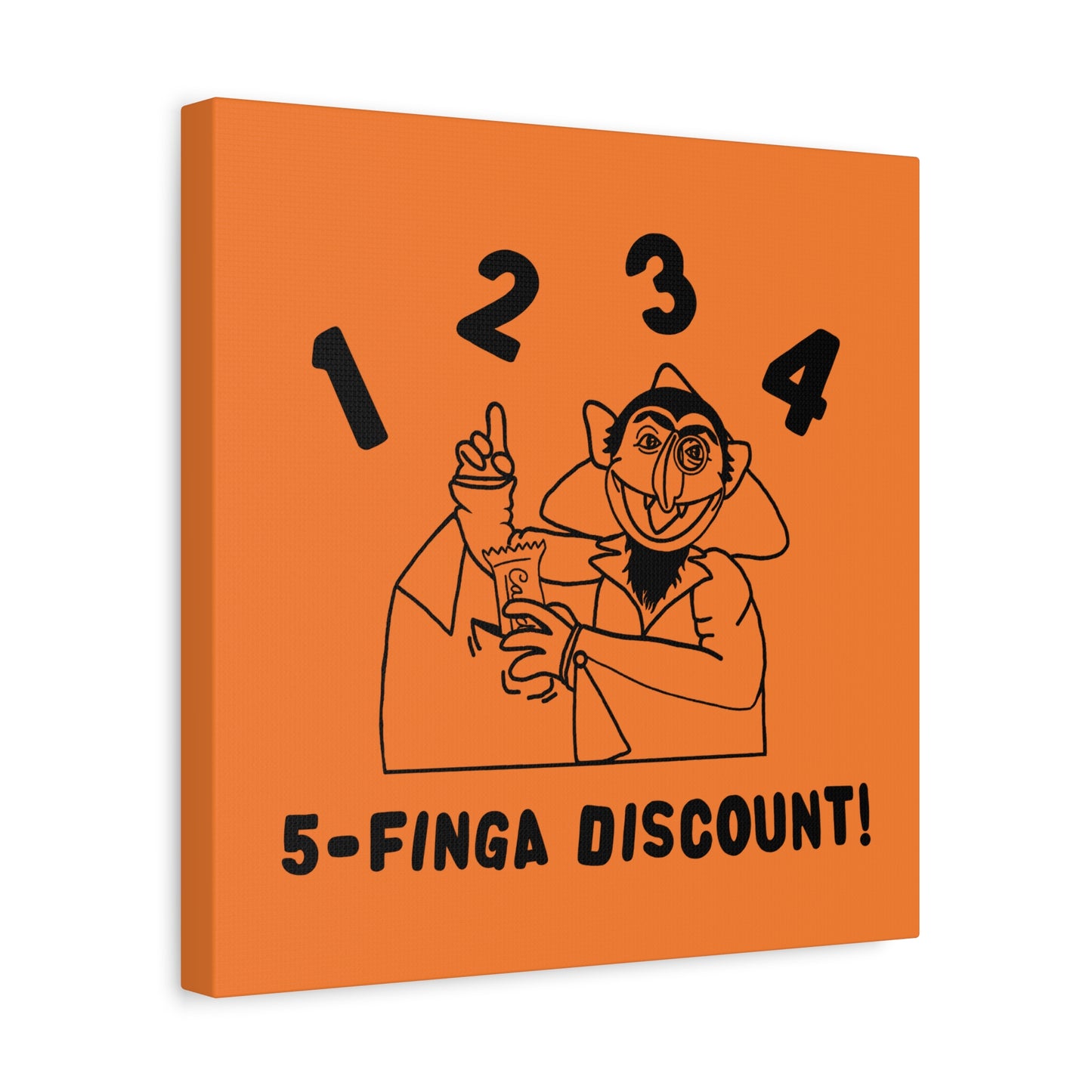 Five Finger Discount Outline Canvas Print Light Orange - Sesame Street The Count Parody Art Print
