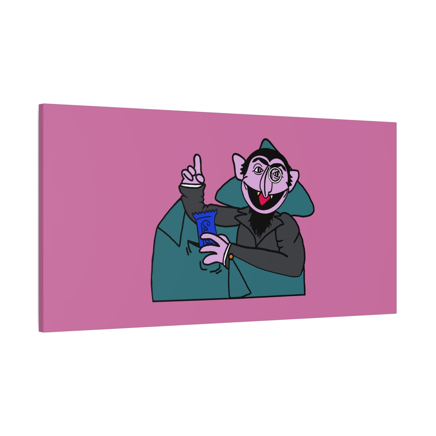 The Count Stealing Candy Canvas Print Light Pink - Sesame Street The Count Parody Art