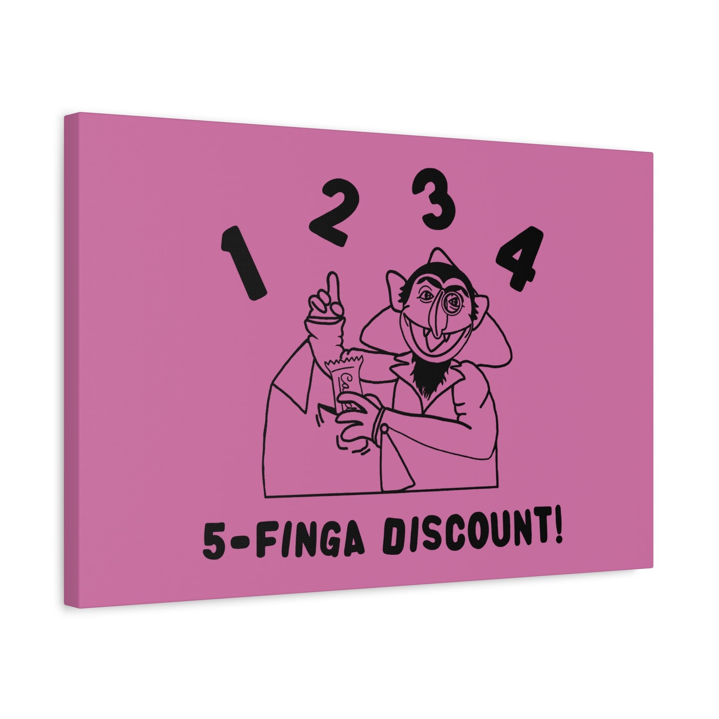 Five Finger Discount Outline Canvas Print Light Pink - Sesame Street The Count Parody Art Print