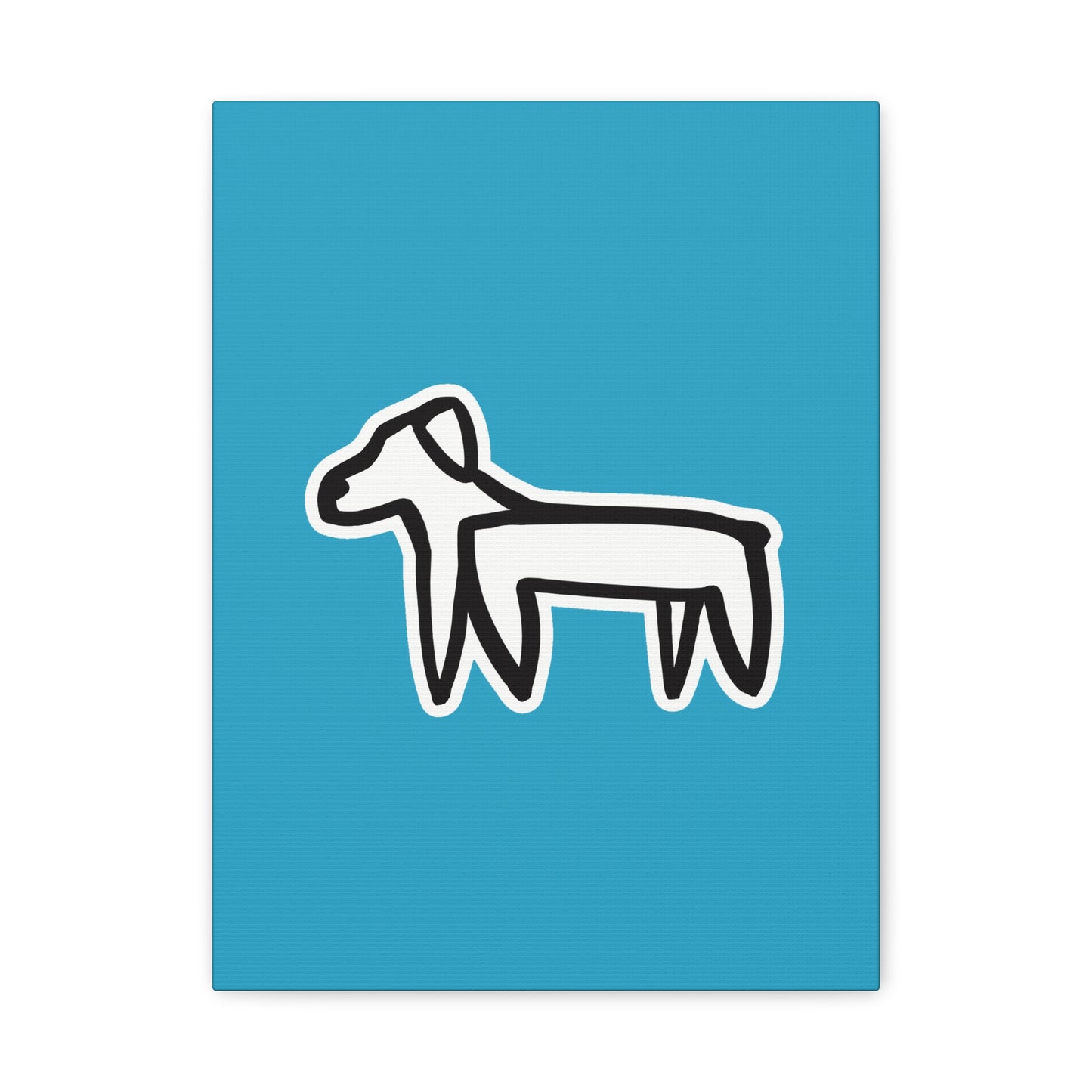 Dog Canvas Print on Turquoise (Sticker Style Black Dog) - Dog Drawing Wall Art