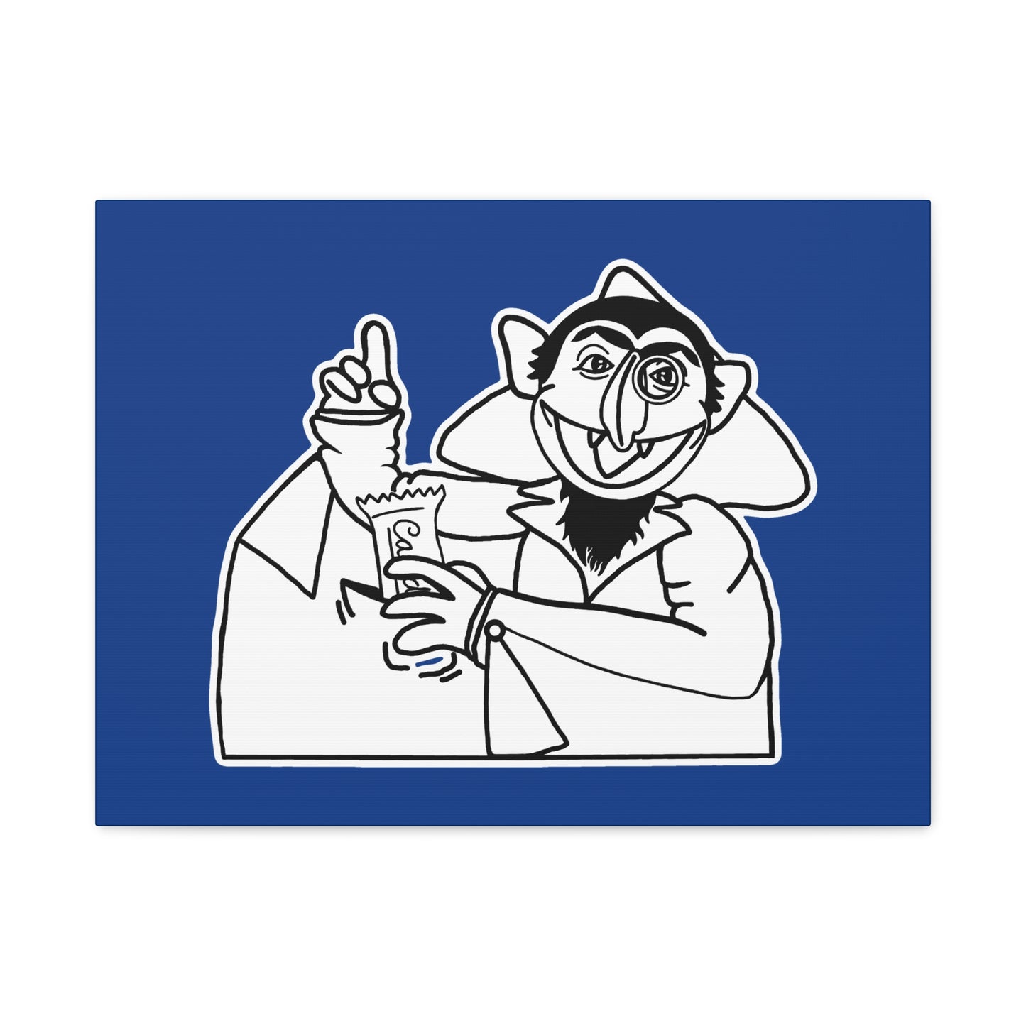 The Count Stealing Candy Outline Canvas Print Dark Blue - Sesame Street The Count Parody Art