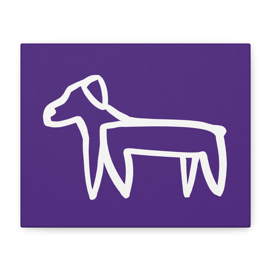 Dog Canvas Print on Purple (Transparent Style White Dog) - Dog Art Print