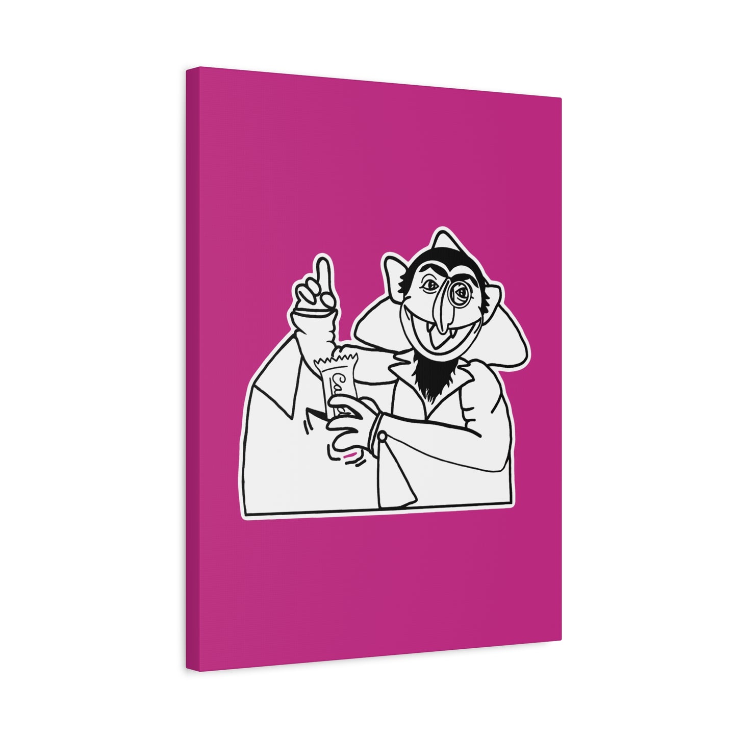The Count Stealing Candy Outline Canvas Print Pink - Sesame Street The Count Parody Art