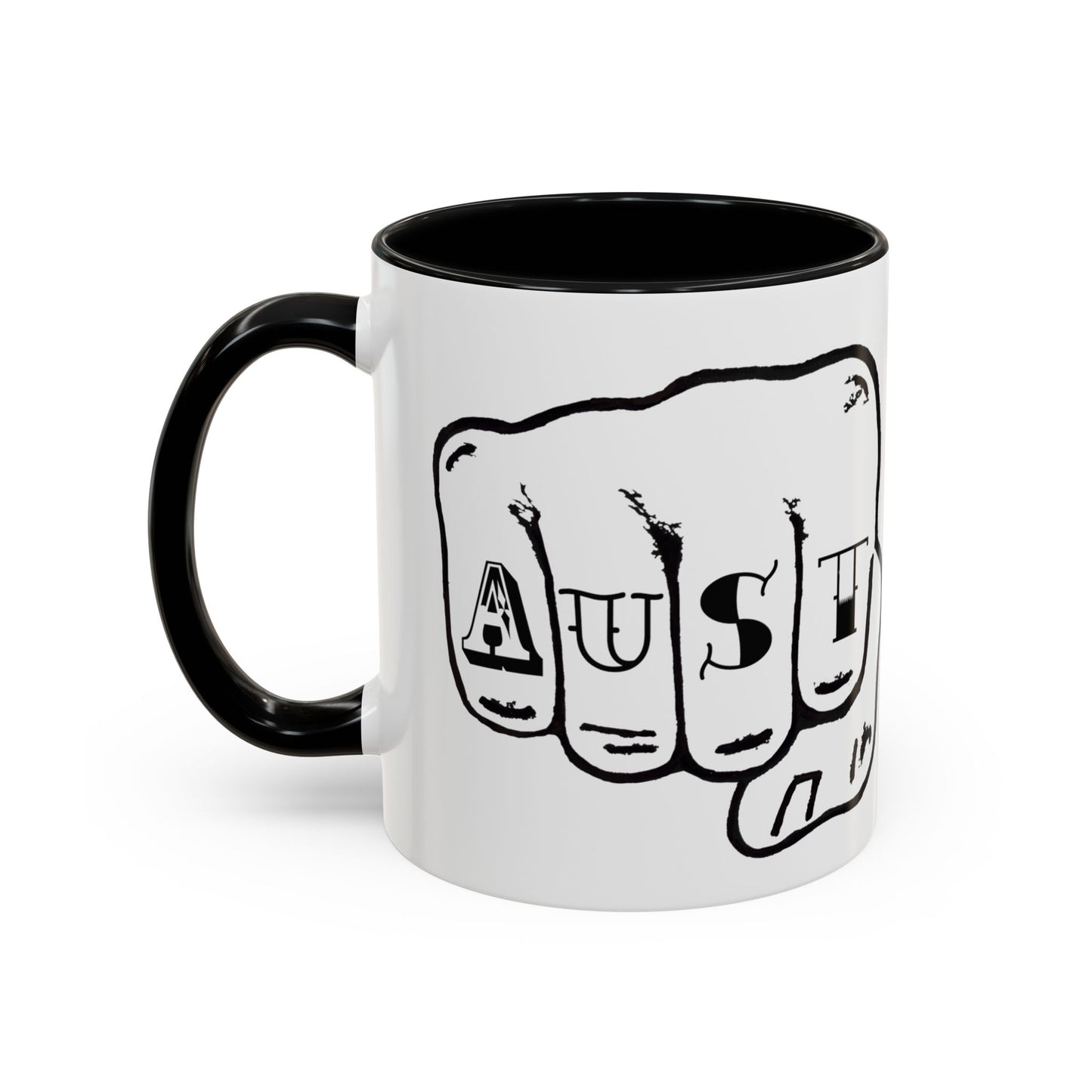 Austin Knuckle Tats Tattooed Fists Accent Mug Giant Fists Edition