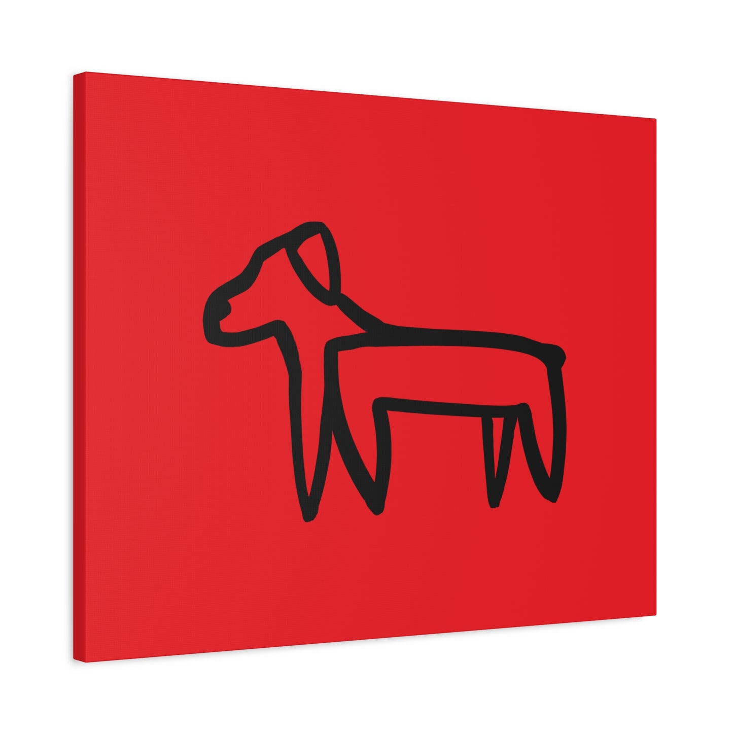 Dog Canvas Print on Red (Transparent Style Black Dog) - Dog Drawing Canvas