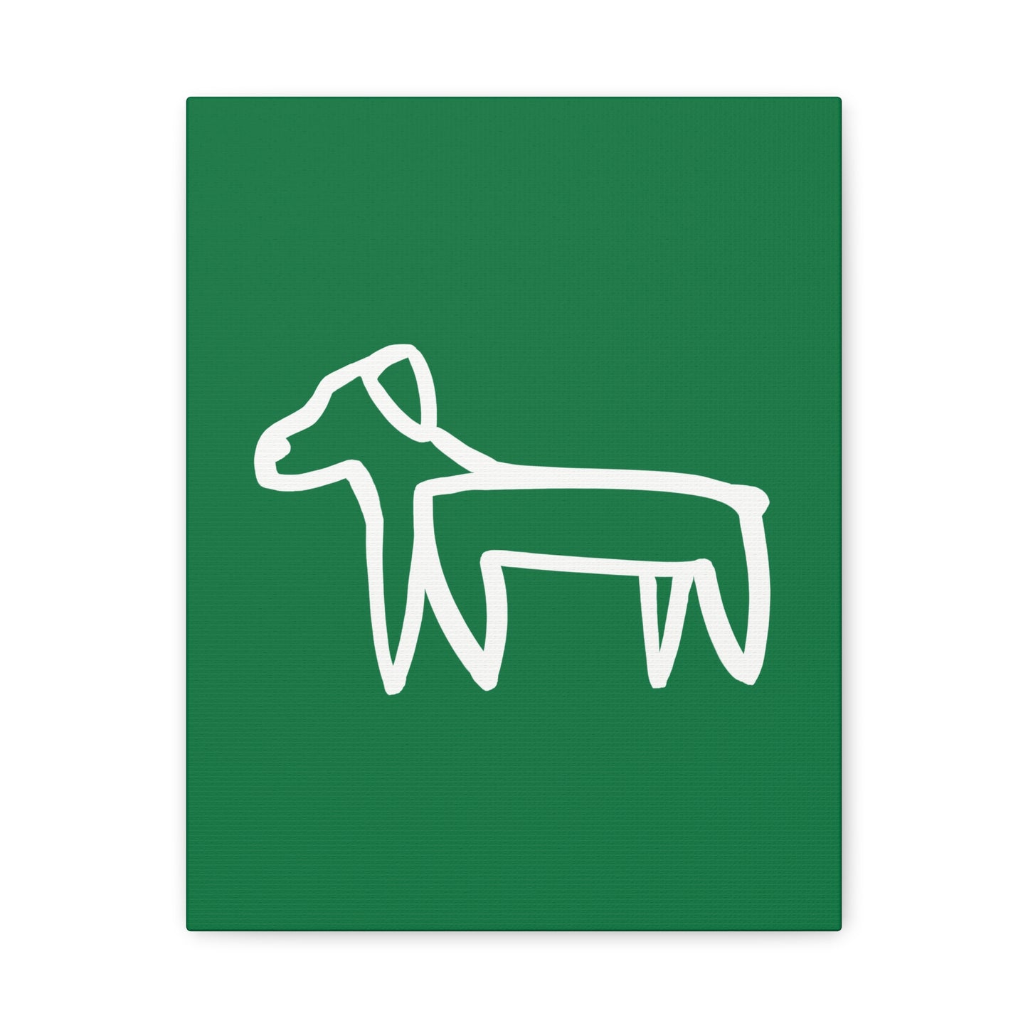 Dog Canvas Print on Green (Transparent Style White Dog) - Dog Art Print
