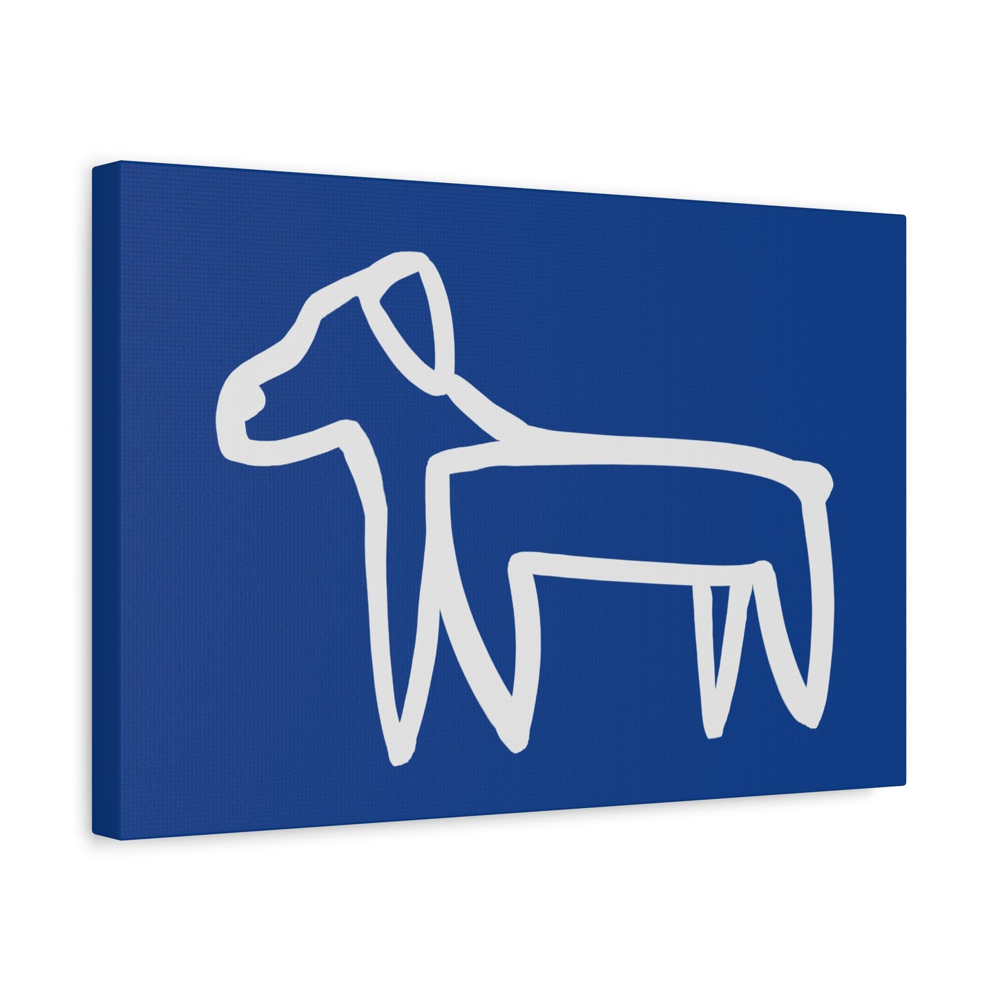 Dog Canvas Print on Blue (Transparent Style White Dog) - Dog Art Print