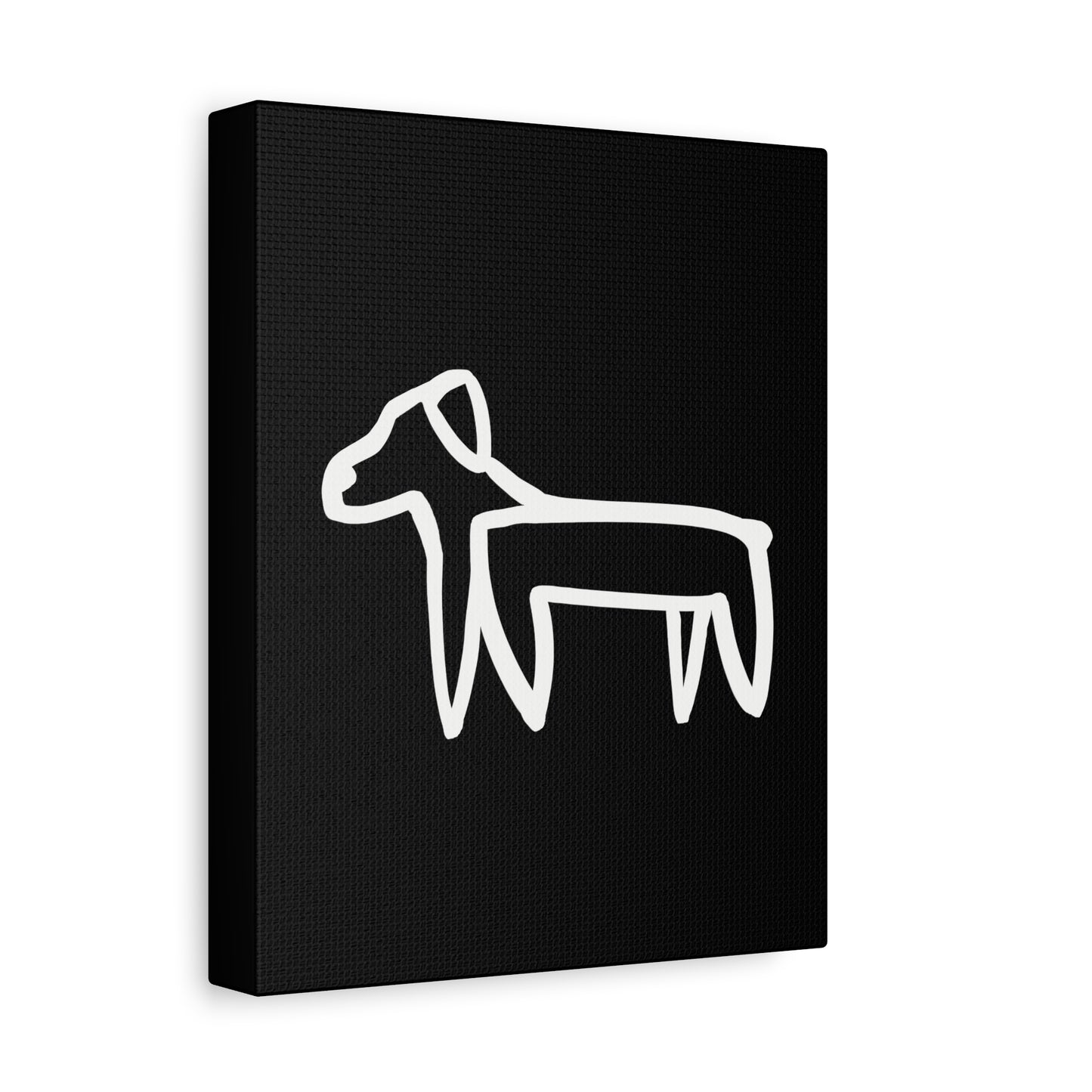 Dog Canvas Print on Black (Transparent Style White Dog) - Dog Art Print