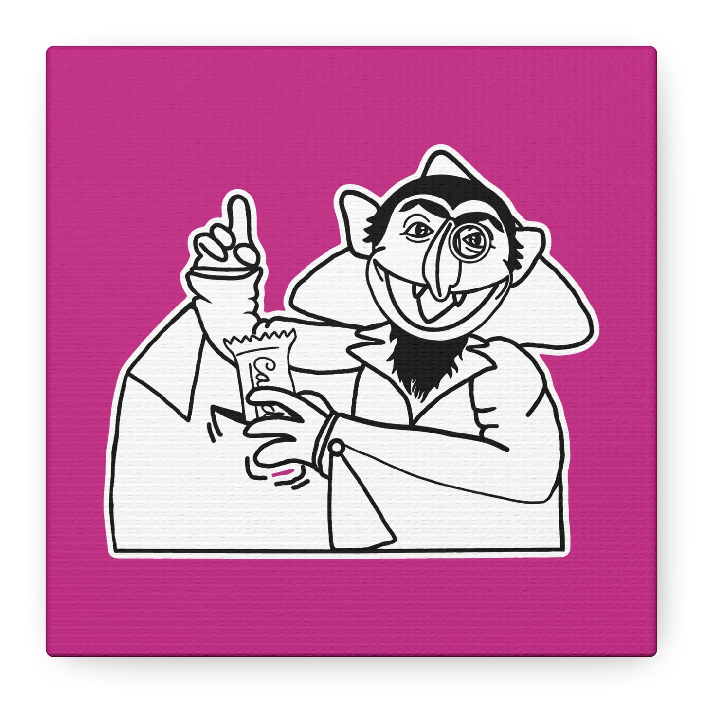 The Count Stealing Candy Outline Canvas Print Pink - Sesame Street The Count Parody Art