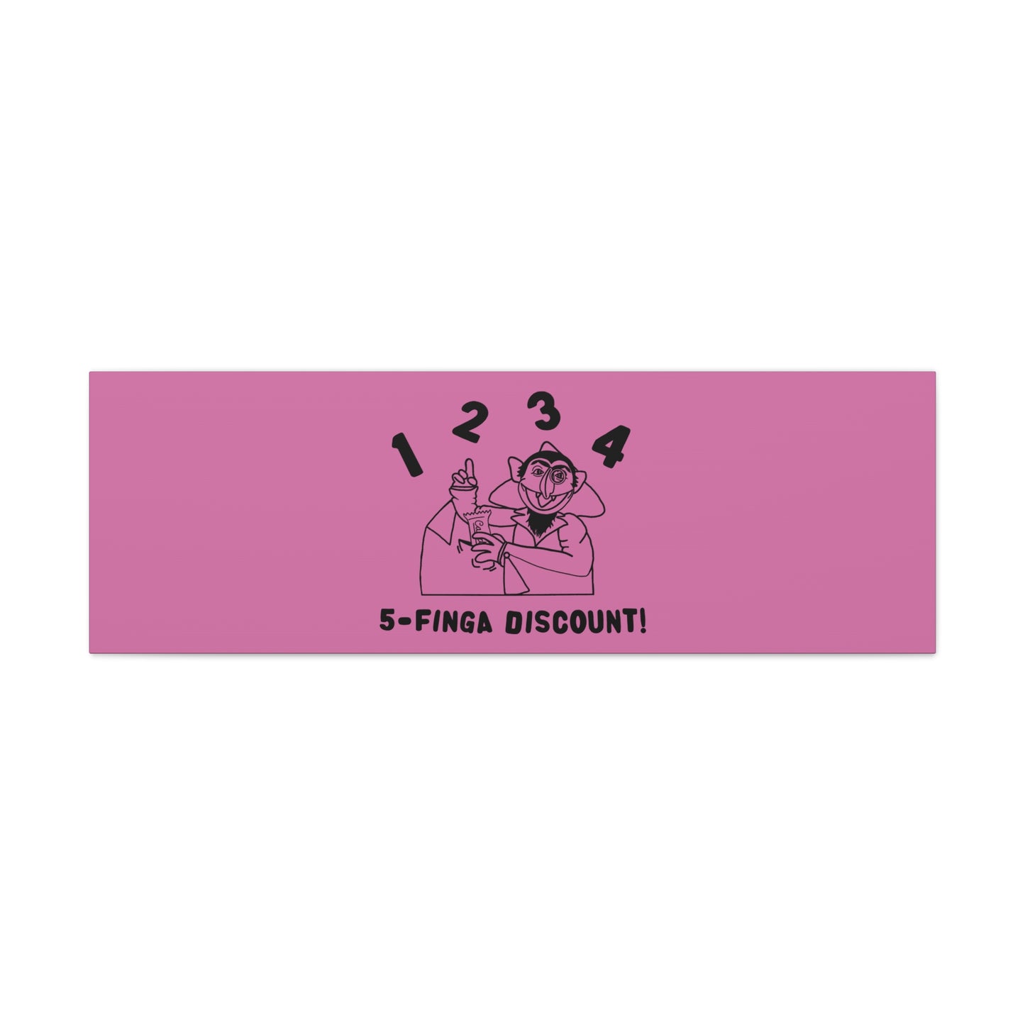 Five Finger Discount Outline Canvas Print Light Pink - Sesame Street The Count Parody Art Print