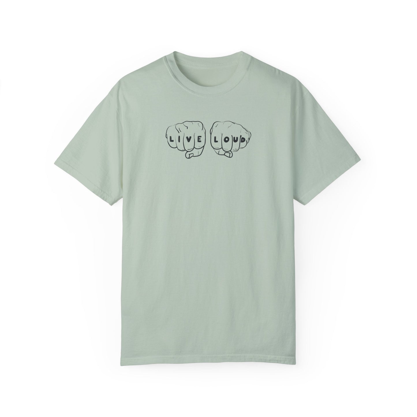 Live Loud Knuckle Tats Tattooed Fists Tee