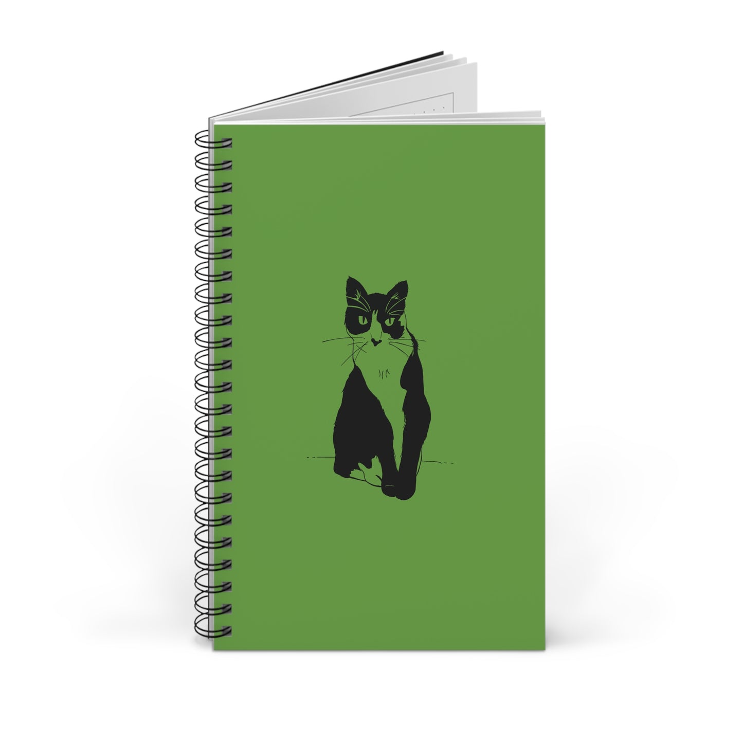 Cat Notebook in Light Green (Transparent Style Cat) - Cat Spiral Notebook